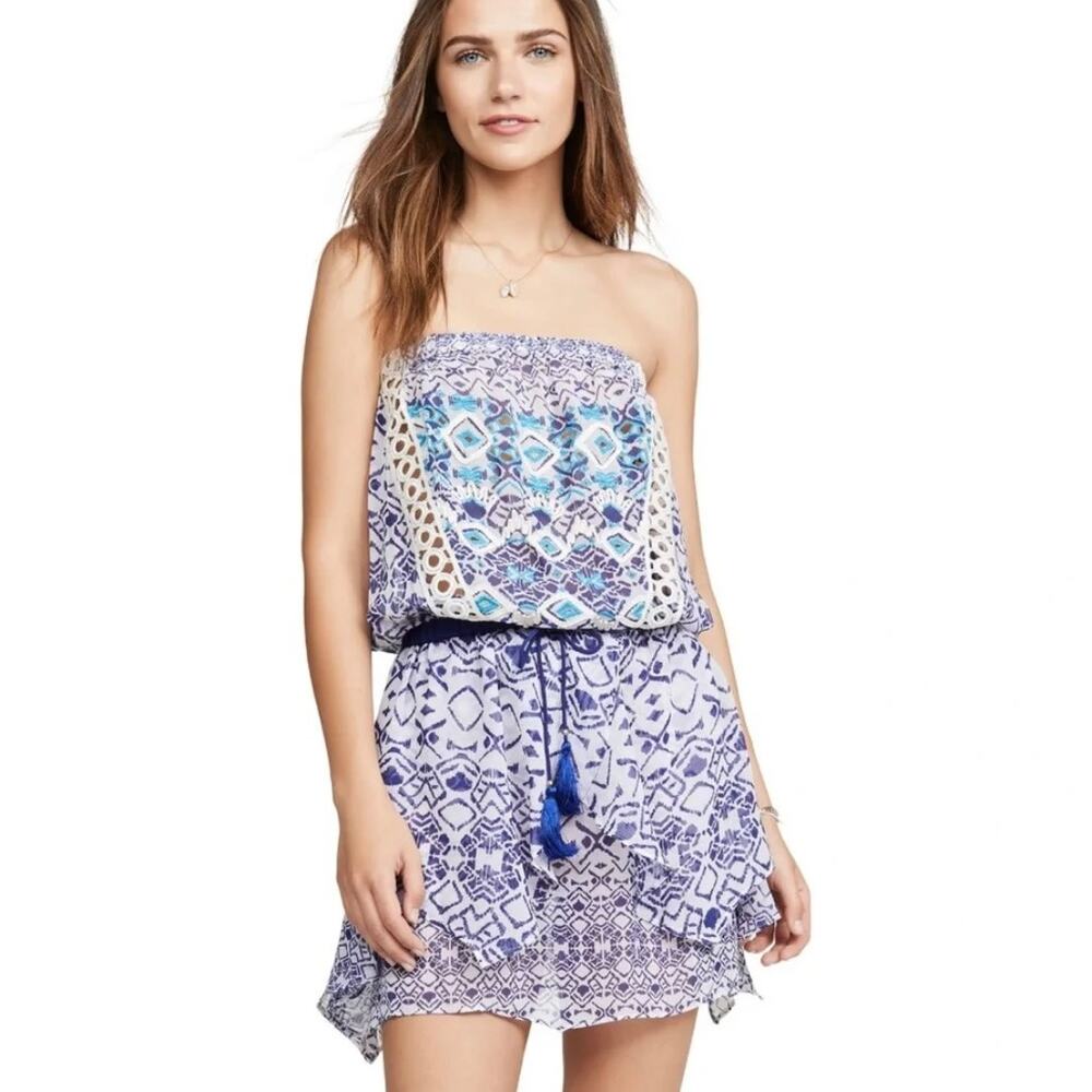 Ramy Brook Printed Salima Strapless Mini Dress - Marina Combo - Size S